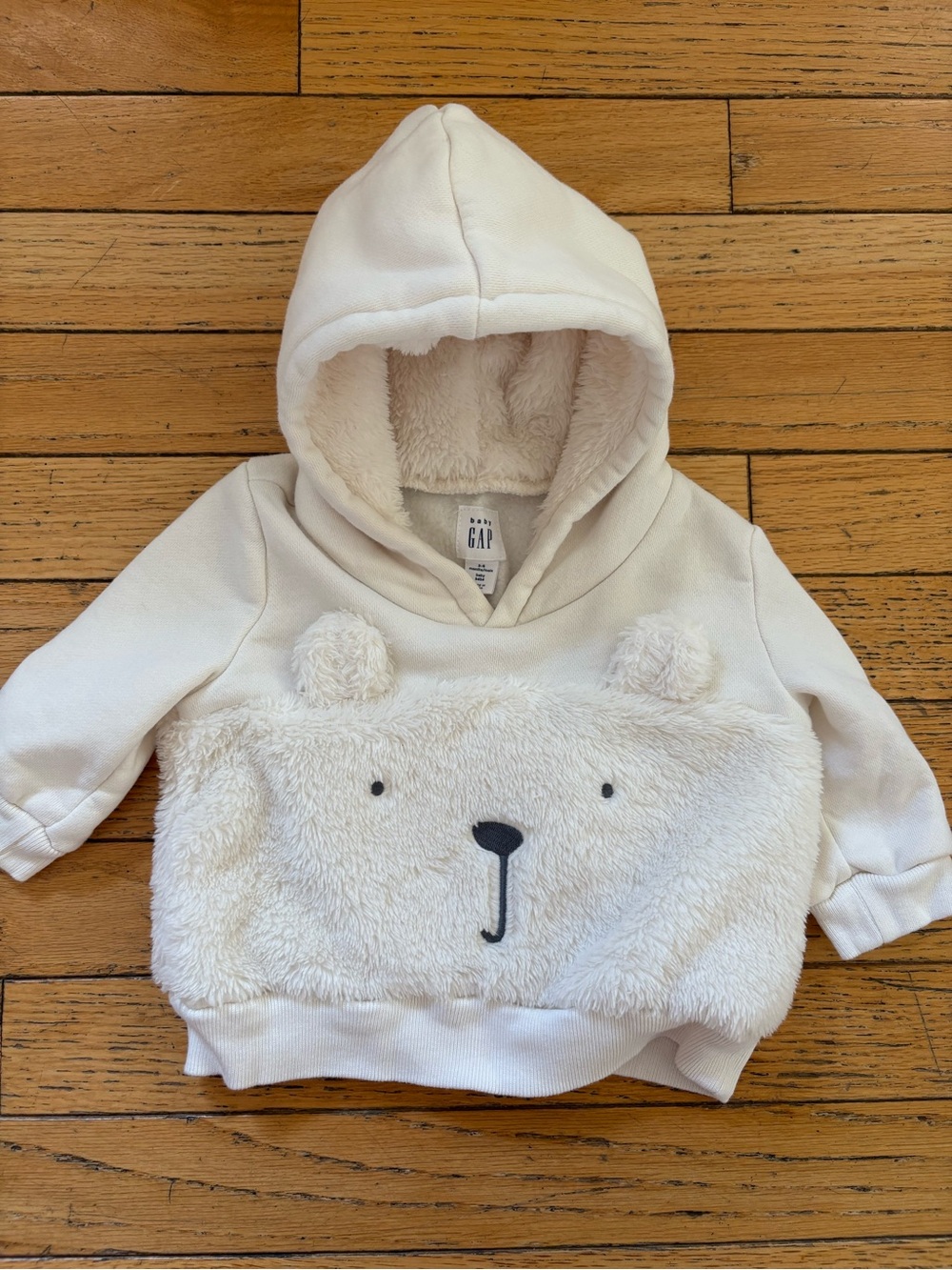 Baby Gap Cream Hooded Bear Pullover - 3-6 months